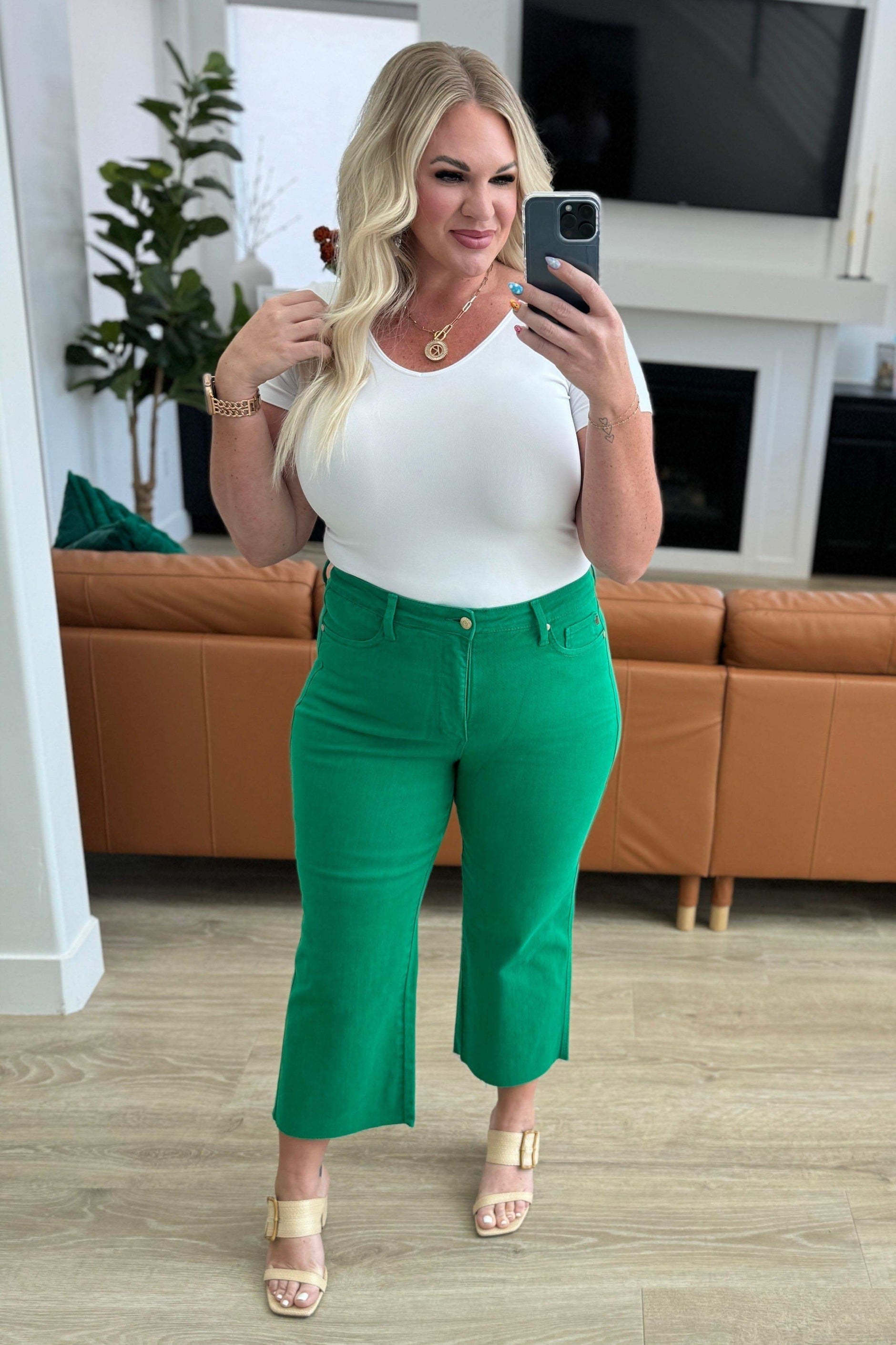 Lisa High Rise Control Top Wide Leg Crop Jeans - SwagglyLife Home & Fashion